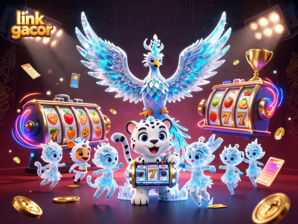 Enjoy the thrilling gameplay at link gacor with a dazzling ice phoenix and lucky slot symbols.