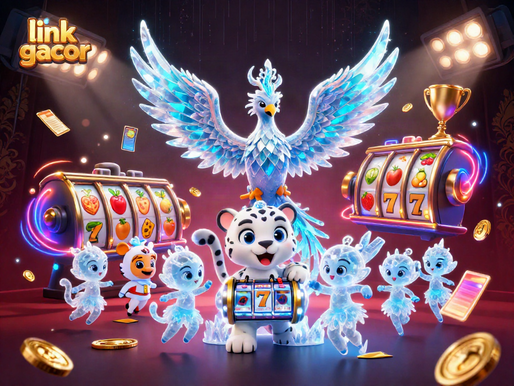 Enjoy the thrilling gameplay at link gacor with a dazzling ice phoenix and lucky slot symbols.