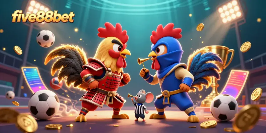 Experience the excitement at five88bet with 3D fighting roosters in a dynamic betting showdown.