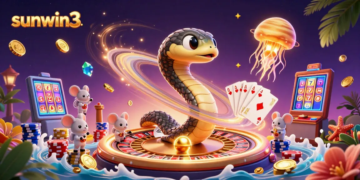 Experience the excitement of sunwin3 with cosmic casino characters in this vibrant illustration.